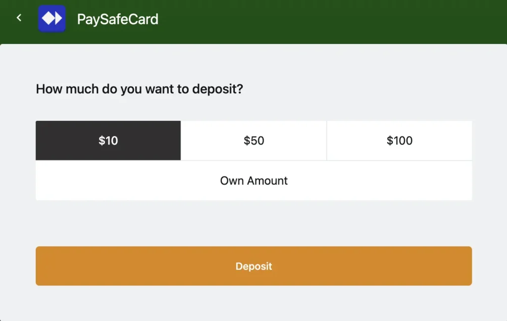Deposit easily on Casino Classic using PaySafeCard.